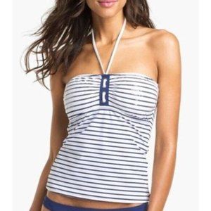 Sperry Top-Sider Womens Navy Striped Sequin Bandeau Two Piece Tankini Swimsuit S